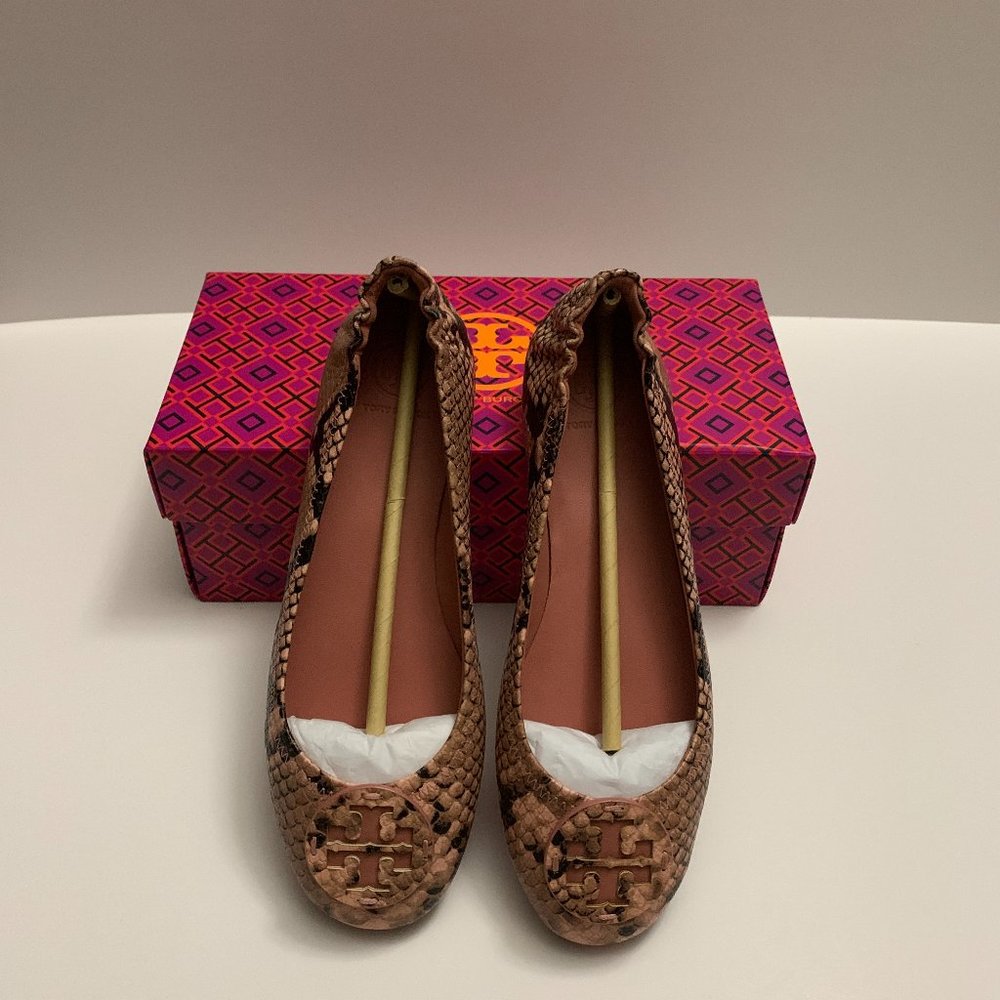 Tory Burch Minnie Travel Ballet Snake Print Size 7